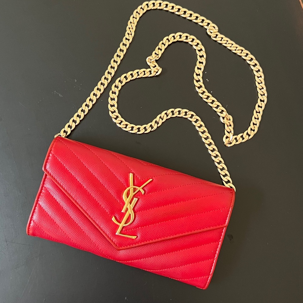 Yves Saint Laurent Large Long wallet / Envelope wallet in Red EUC